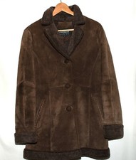 Leonard Designed In Italy Brown Faux Suede Curly Faux Fur Jacket Eur 66 Us Xs