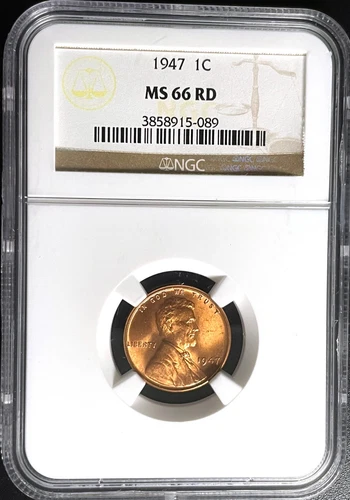 1947 P 1c NGC MS66 RD  Lincoln Wheat Cent