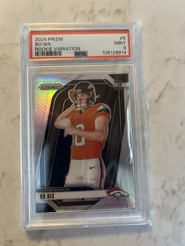 2024 Panini Prizm Bo Nix #5 Silver Prizm Rookie Variation RC PSA 9 Broncos