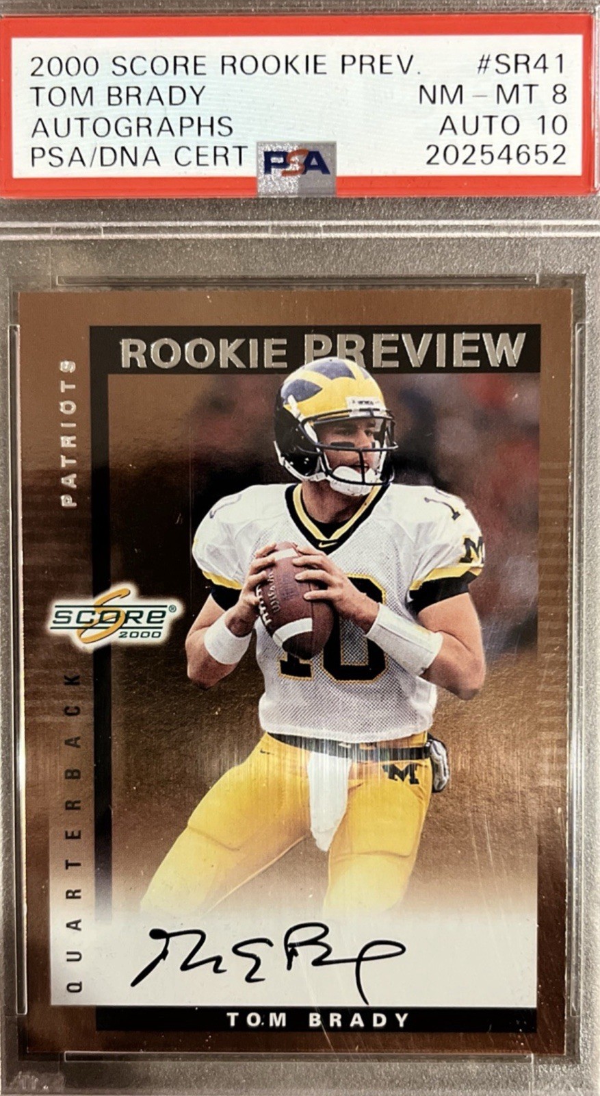 🟦🔥Tom Brady🔥🟥 2000 Score RC Rookie Preview Autograph #SR 41 PSA 8 AUTO 10 view 6