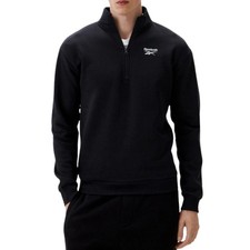 REEBOK Identity Quarter Zip Fleece Pullover Sweatshirt sz XL X-Large Black