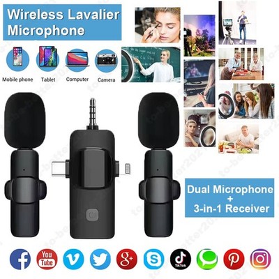 Wireless Ansteck Lavalier Bluetooth 5.1 Mini Studio Mikrofon For Android iPhone