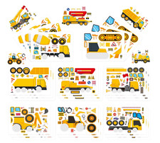 24 Sheets DIY Truck Stickers   Make Your Own Face Stickers Birthday Party