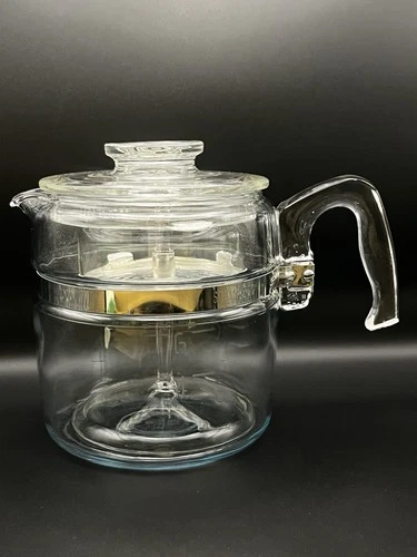 Vintage Pyrex Flameware 7756-B 6 Cup Glass Percolator Coffee Pot Near Complete