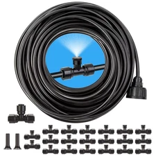 Misting Cooling System,Misters for Outside Patio, 65.6FT (20M) 65.6 FT, Black 