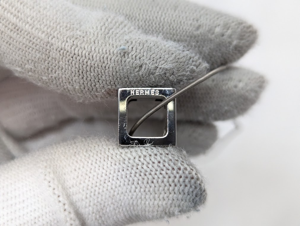 HERMES Cage Ash H Cube Necklace Silver Orange BOXED Authentic | eBay