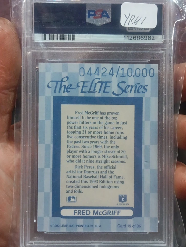 1993 Donruss Elite #18 Fred McGriff SN#04424/10000 PSA 7. NICE! - Image 2 of 2