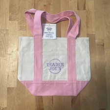 Trader Joe's Mini pastel Canvas Tote bag  LIMITED BRAND NEW W/TAG PINK