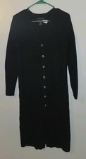 Womnes Tahari Button Down Sweater Dress Cardigan S Small Black Long Sleeve