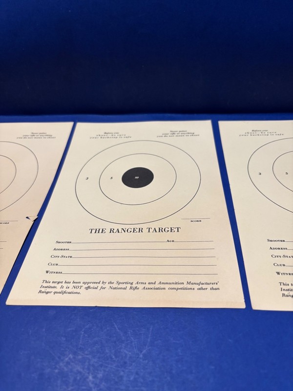 VINTAGE LOT OF THREE NATIONAL RIFLE ASSOC. BE A RANGER THE RANGER PAPER TARGETS