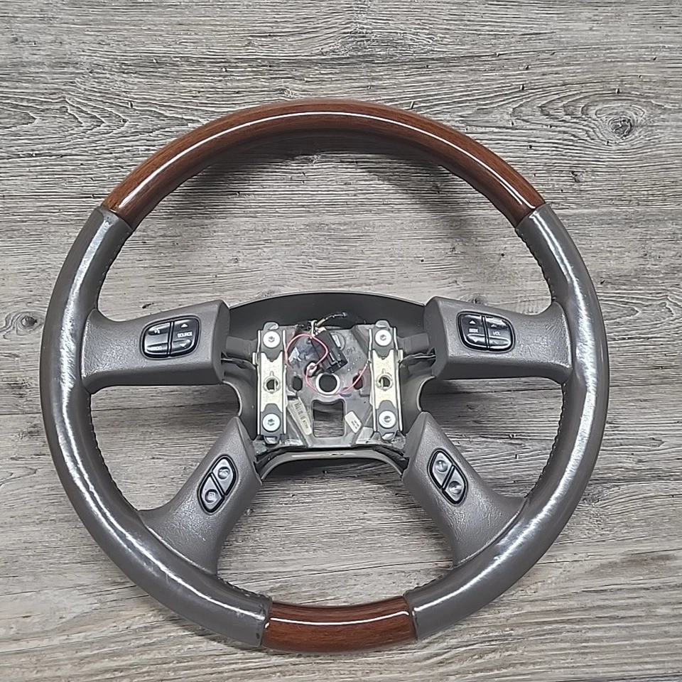 2003-2006 Cadillac Escalade GMC Denali Factory Woodgrain Steering Wheel Neutral - Image 2 of 4