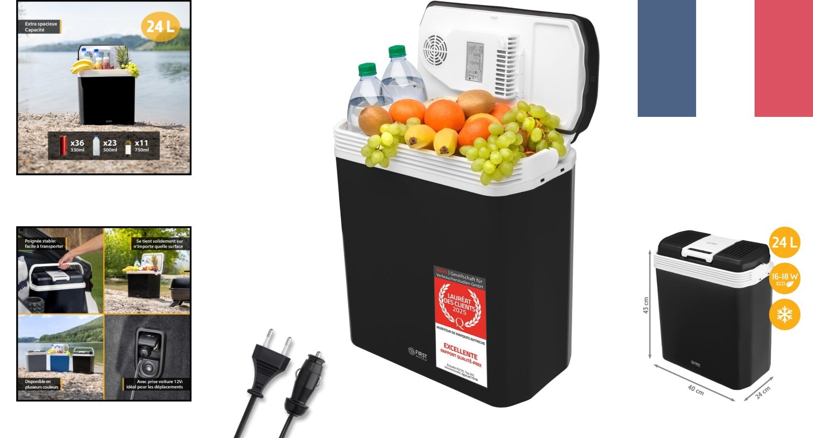 Mini Frigo Flexible 24L Noir : Glacière Électrique Chaud et Froid pour Voiture