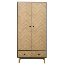 HOMCOM Modern Wardrobe Cabinet with Shelf, Hanging Rod and 2 Drawers 90x50x190cm