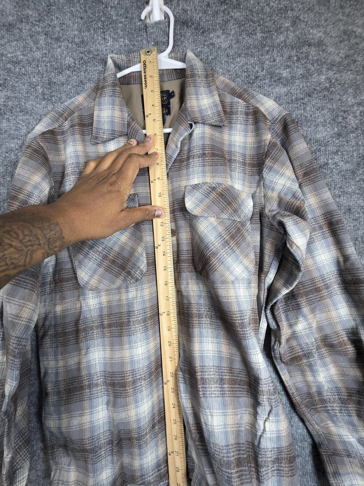 Pendleton The Original Board Shirt Mens Small Brown Gray Blue Plaid Wool Lined - Image 4 of 4