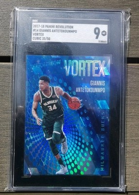 2017-18 Panini Revolution Vortex Cubic /50 Giannis Antetokounmpo SP #14 SGC 9  