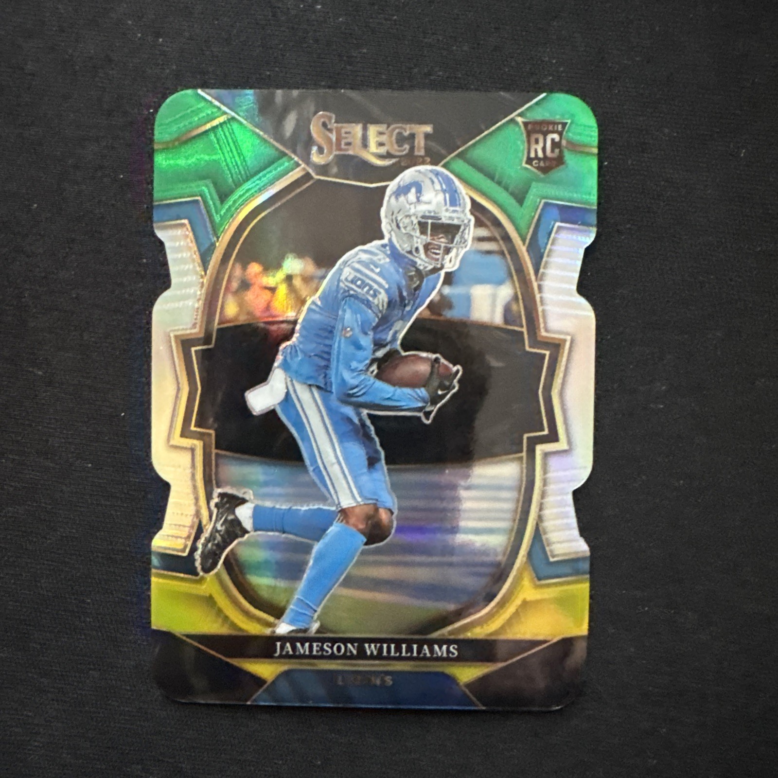 2022 Panini Select -Jameson Williams #57 Green & Yellow Prizm Die-Cut (RC)