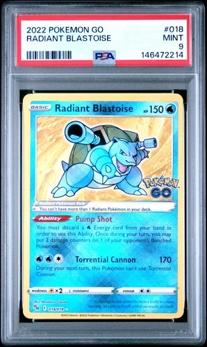 2022 POKEMON GO #018 RADIANT BLASTOISE PSA 9