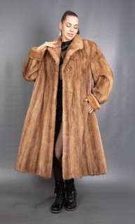 18176 CAPPOTTO SUPERIORE VERO VISONE PELLICCIA SWINGER PELLICCIA LUNGHISSIMO BELLISSIMO LOOK TAGLIA XL