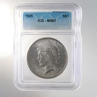 1925 Peace $1 ICG Certified MS61 Silver Dollar