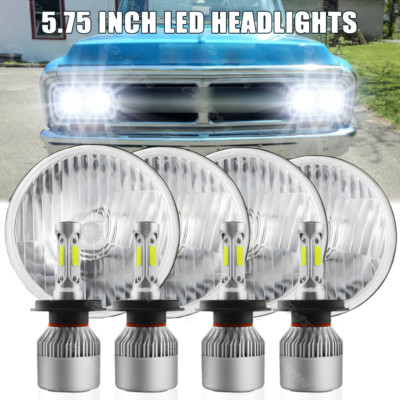 4PCS 5.75'' 5-3/4'' Round Led Headlights for GMC C15/C1500 Pickup C2500 Suburban