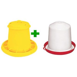 Set Mangiatoia E Abbeveratoio Per Pulcini - 1L E 1.5L, Verde, Materiale Eco - Foto 2