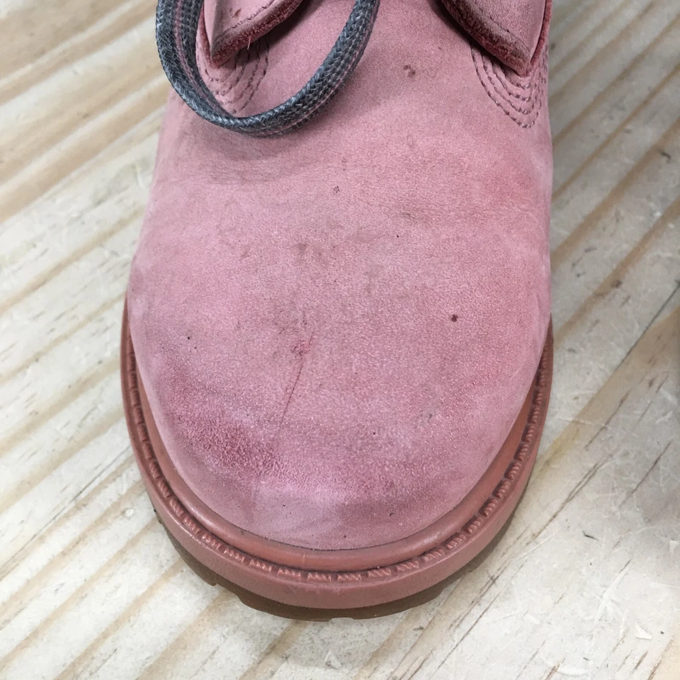 Timberland Botas Jóvenes Niñas 13 Premium Cuadros Combate Cuero Rosa Impermeables Foto 4 de 4