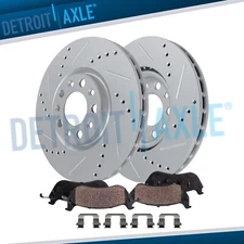 4pc Front Drilled Brake Rotors and Brake Pads Kit for Chrysler 200 Dodge Dart