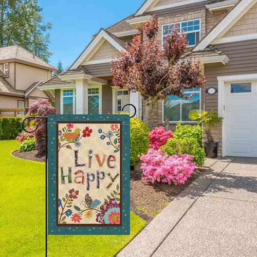 Happy Decorative Small Garden Flag 12 x 18, Green - Picture 5 of 7