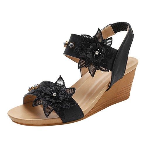 Wedges Sandals Women Ladies Summer Ankle Strap Peep Toe Dress Sandals Casual - Picture 3 of 19