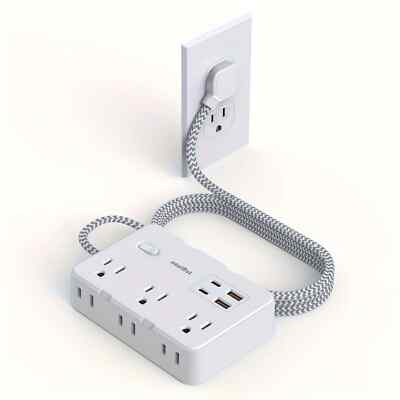 US Plug AC Outlet Multiprise Power Strip Braided Extension Cord ElectricalSocket