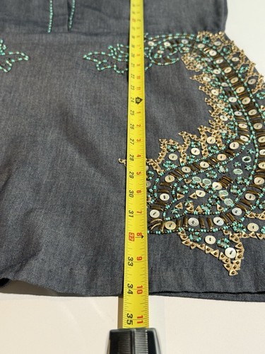 Antik Batik Beaded Alice Djellabah Chambray Shirt Dress Sz 40 M 8 Bohemian Artsy - Picture 15 of 15