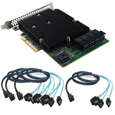 New LSI SAS 9300-16I 12GB/S HBA BUS ADAPTER CARD IT Mode 4 SFF-8643 SATA Cable