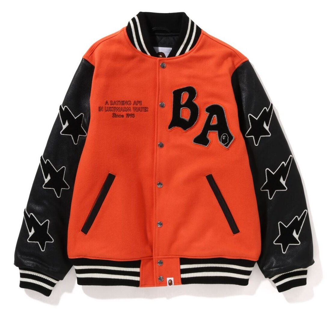 A BATHING APE Men's A BATHING APE RELAXED VARSITY JACKET A BATHING APE Men's A BATHING APE RELAXED VARSITY JACKET