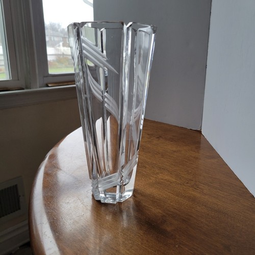 Vintage Mikasa Tall Heavy Groved Crystal Vase Yugoslavia - Picture 10 of 22