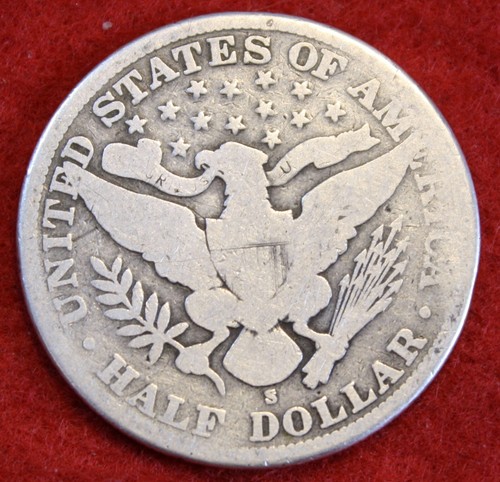 Moneda de medio dólar barbero 1903-S 90% plata circulada BH584 - Imagen 2 de 2