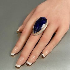 NWOT STERLING SILVER XXL BLUE SAPPHIRE RING SIZE 9.5