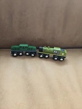 Lot Of 3 Maxim Enterprise Wooden Train Engine Cars Toy Magnetic Railroad Read