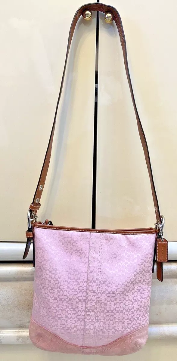 Coach Vintage Y2k Pink Jacquard Monogram Crossbody Shoulder Bag