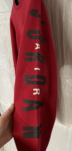 Jordan Pullover Sweatshirt Embroidered Logo Spellout Red Crew Neck - Picture 2 of 6