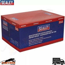 Image of Sealey SCP1501 Multipurpose Paper Wipes in Dispenser Box Smooth White 150 Sheets