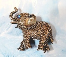 Vintage Gunmetal Silver Textured Elephant Brooch Pin Figural Animal 2" sab-21