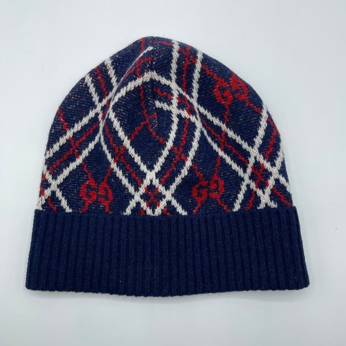 White Diamante GG Wool Beanie Hat 