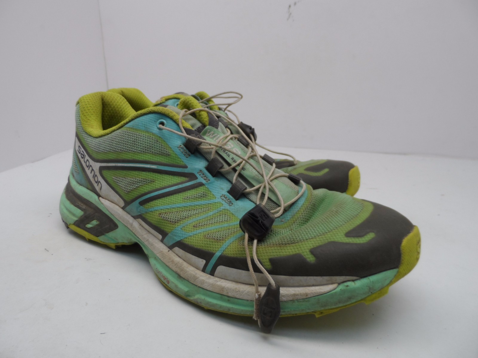 Salomon scarpe da trail running da donna Wings Pro 2 verde blu giallo taglia 9 5M