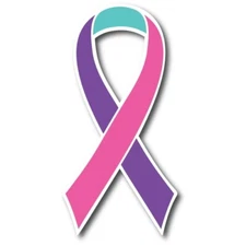 Magnet Me Up Blue, Pink, and Teal Thyroid Cancer Awareness Ribbon Car Magnet Dec