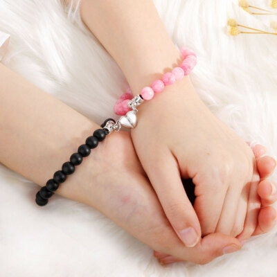 Magnet Couple Distance Bracelets Romantic Heart Matching Lovers Stone  Beaded