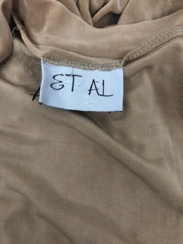 VTG Women’s 70’s Jumpsuit w/Belt Sz 8 Stretchy 1 Piece Tan Classic Disco Era USA - Picture 3 of 6