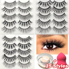 15 Pair 3D Mink Bushy False Eyelashes Long Fashion Fluffy Cross Soft Natural