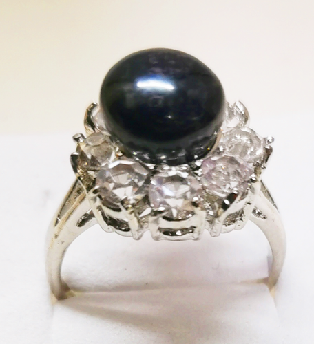Charm 9-10mm Genuine Black Pearl Ring Size 6,7,8,9 Tell Us Your Size & Color