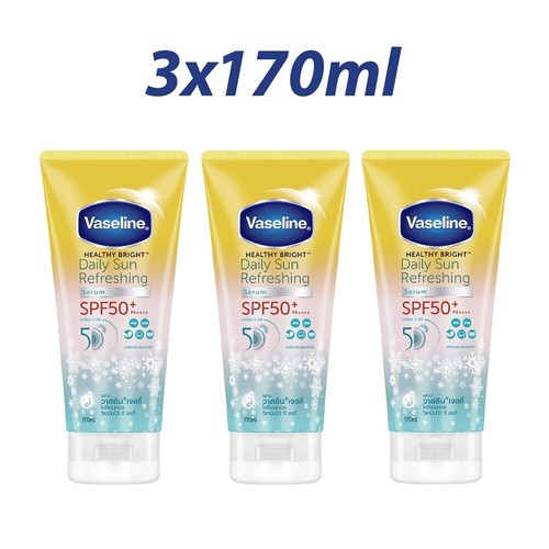 3x170ml Body Lotion Skin Vaseline Healthy Bright Serum Daliy Refresh SPF50+ 5 oz - Picture 3 of 11