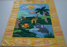 Hawaiian Quilt crib comforter baby blanket hand quilted wall hanging SAFARI ZOO